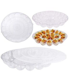 2 Travel Carry Trays Deviled Egg Storage Serving Trays Holds 48 Eggs